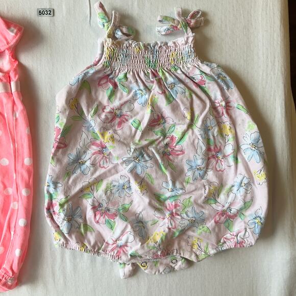 Carter’s Baby Girl Onesie size 3M Bright Pink & Little Me size 6M Pink Floral - Picture 4 of 6